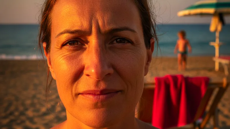I figli divisi tra due ombrelloni